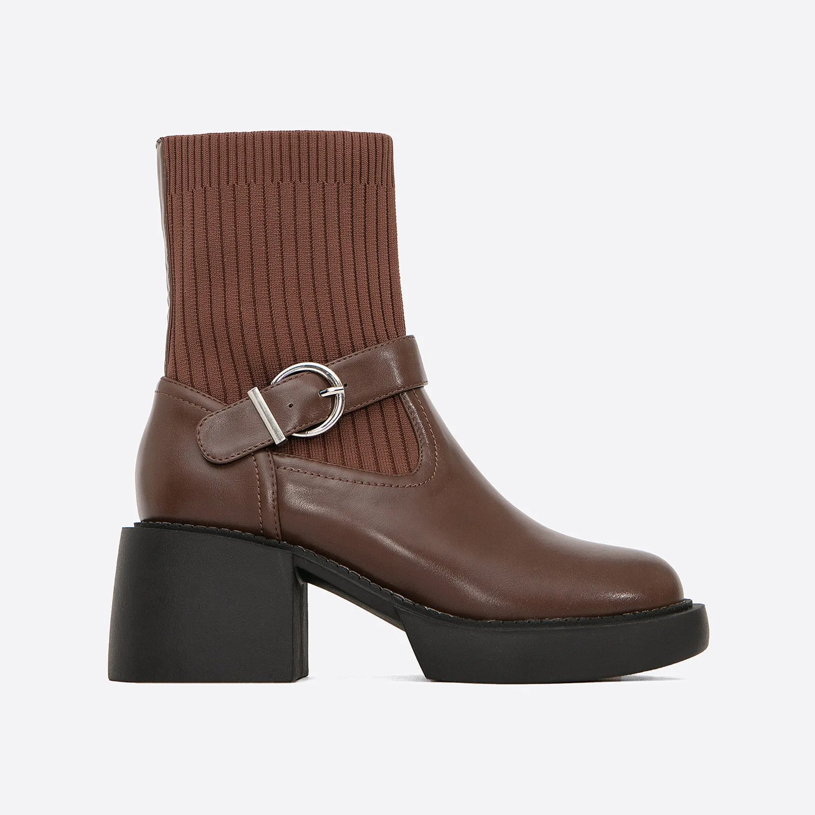 binfenxie-Women Two Tone Strap Ankle Boots
