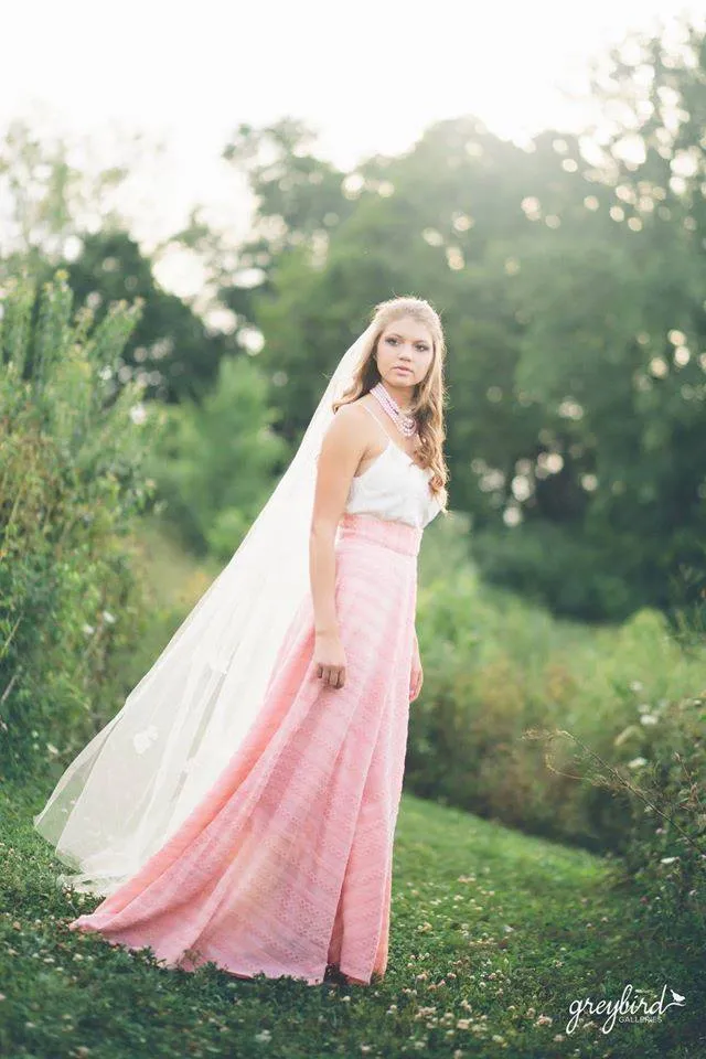Couture Blush Lace Chevron Skirt