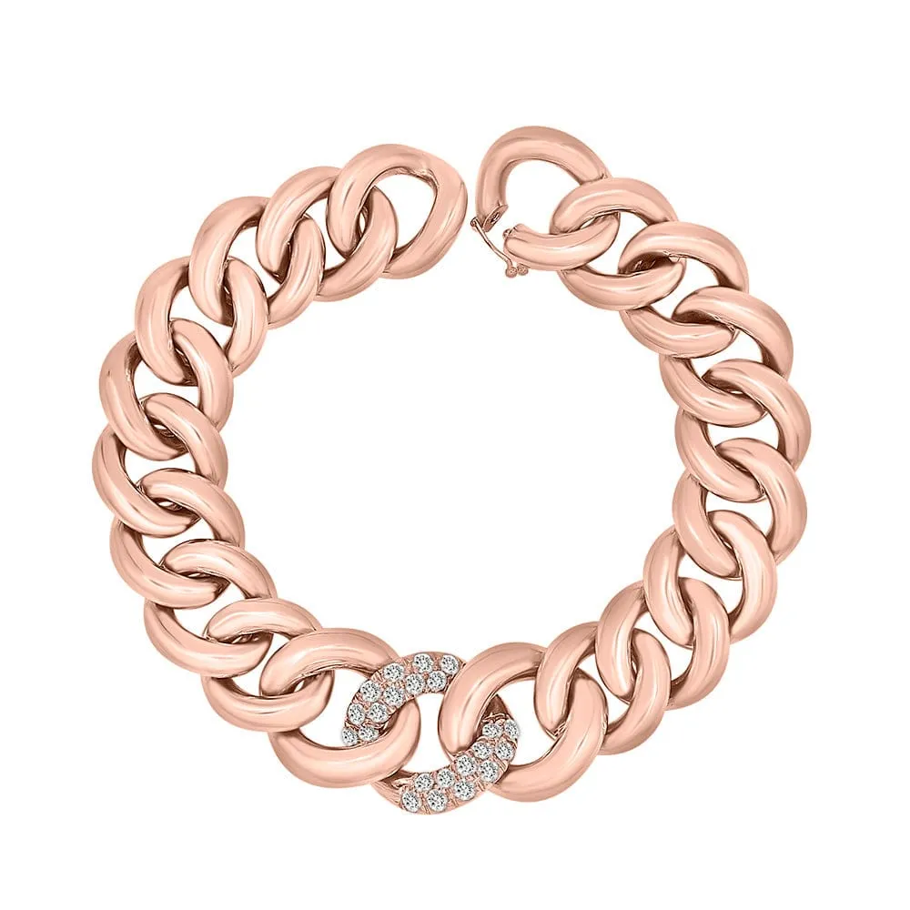 Couture iconic 18KT Gold link bracelet with diamonds