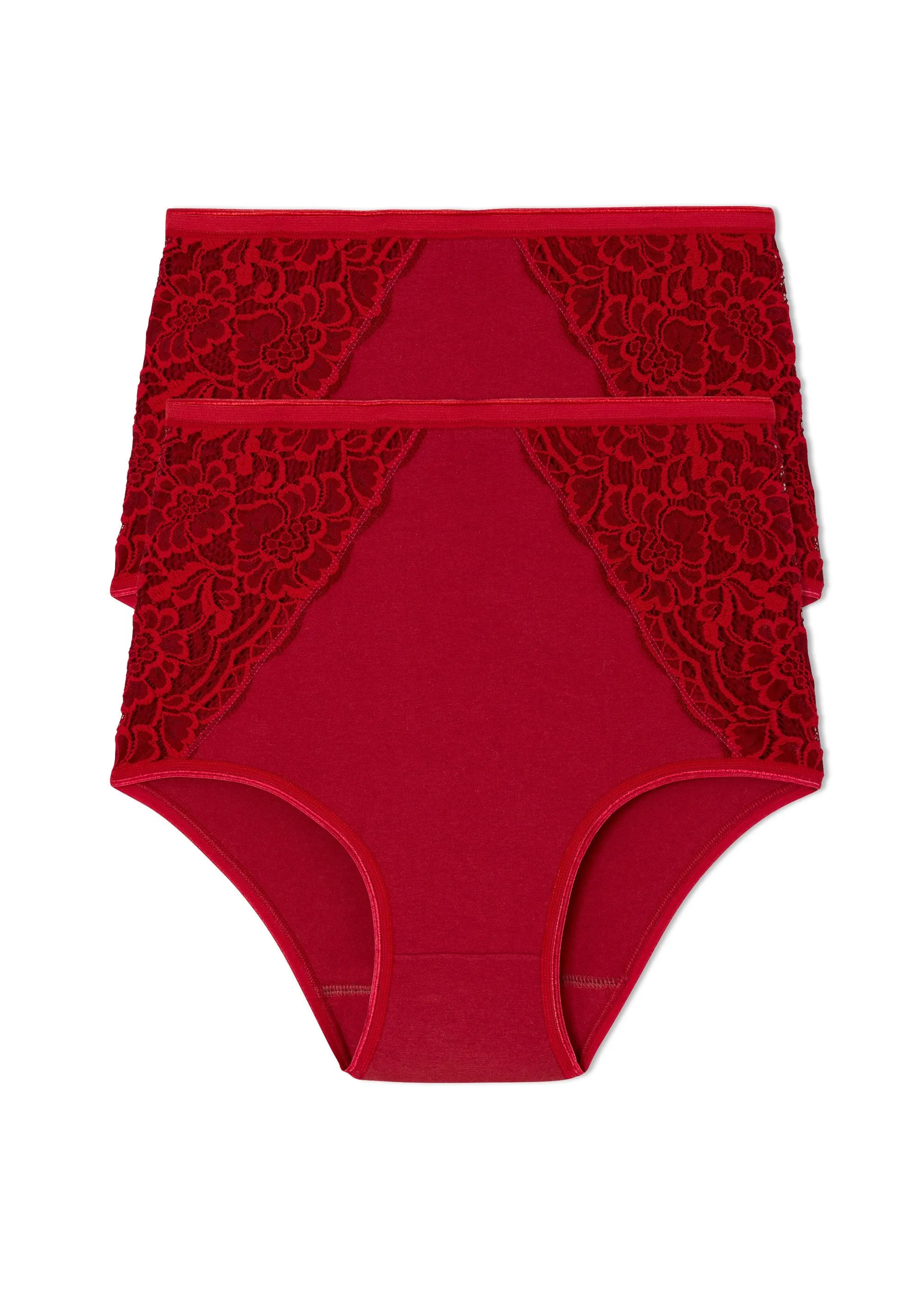 Culottes taille haute dentelle - lot de 2