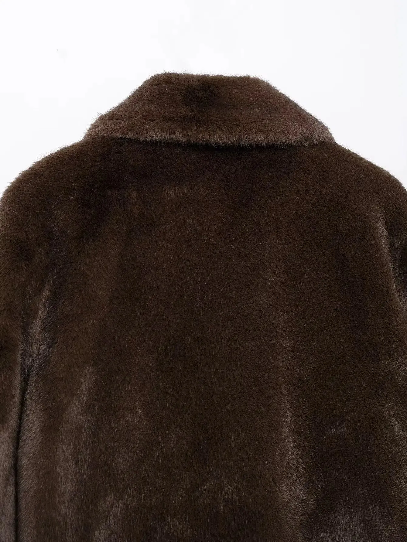 Faux Fur Lapel Side Pockets Coat