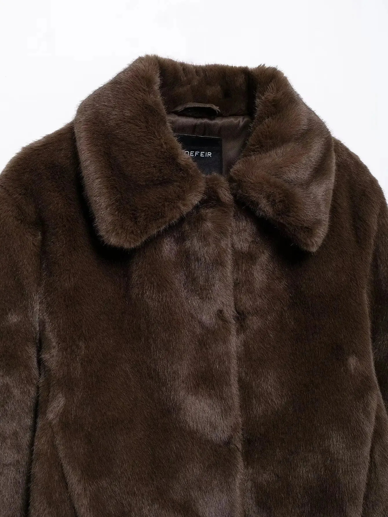 Faux Fur Lapel Side Pockets Coat