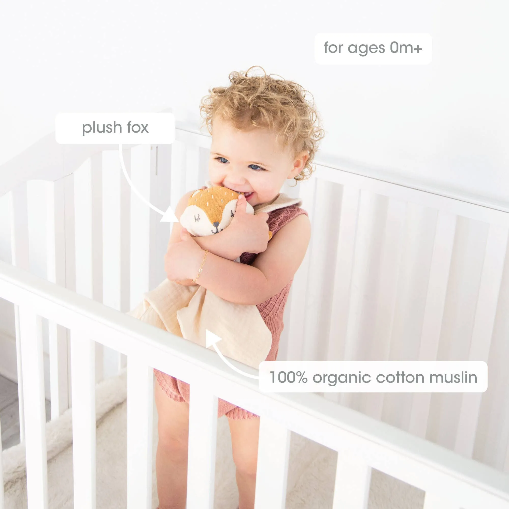 Fox Snuggle Blanket, Organic Cotton Muslin Lovie