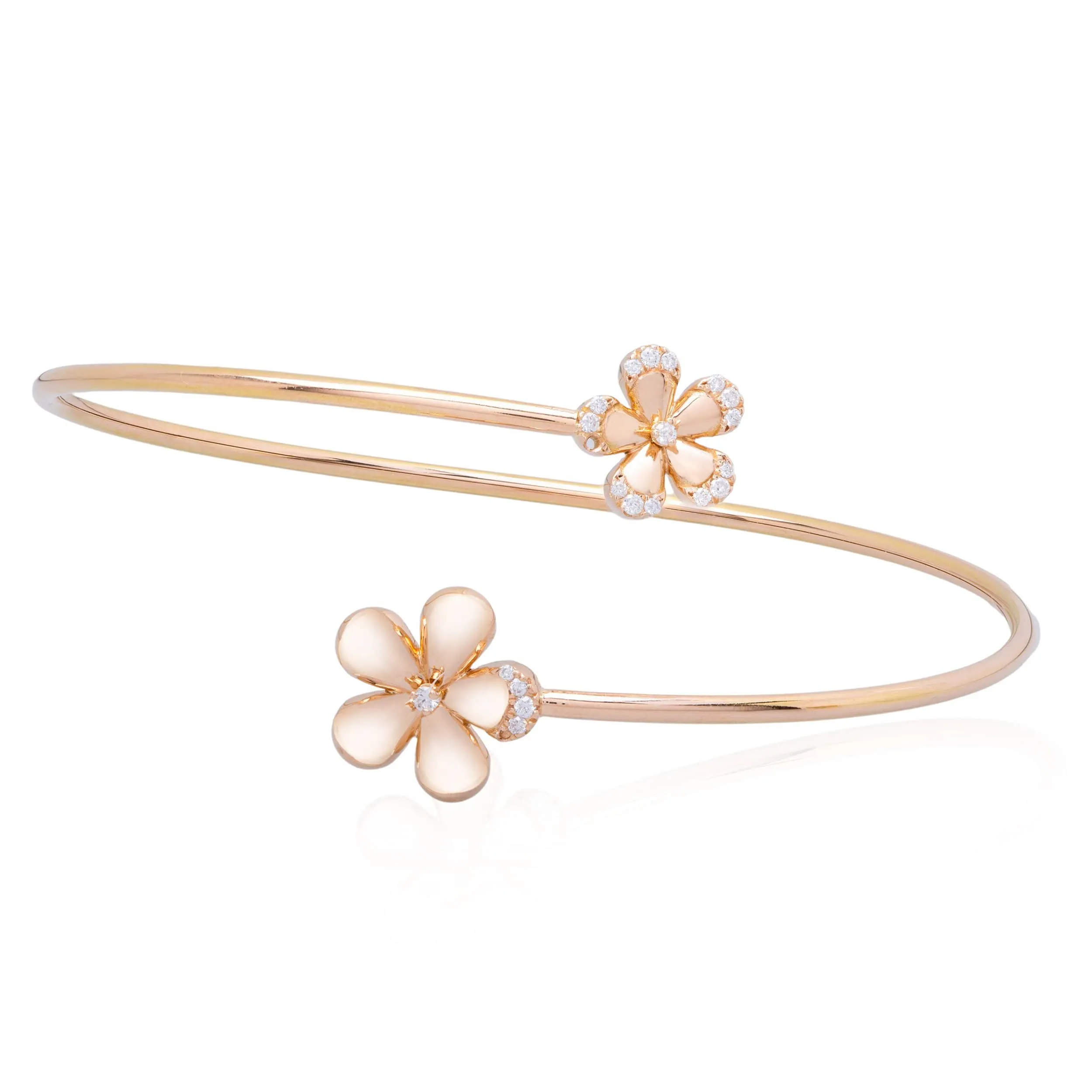 Nature Collection 18KT Rose Gold Flexi Flower Bangle with Diamonds