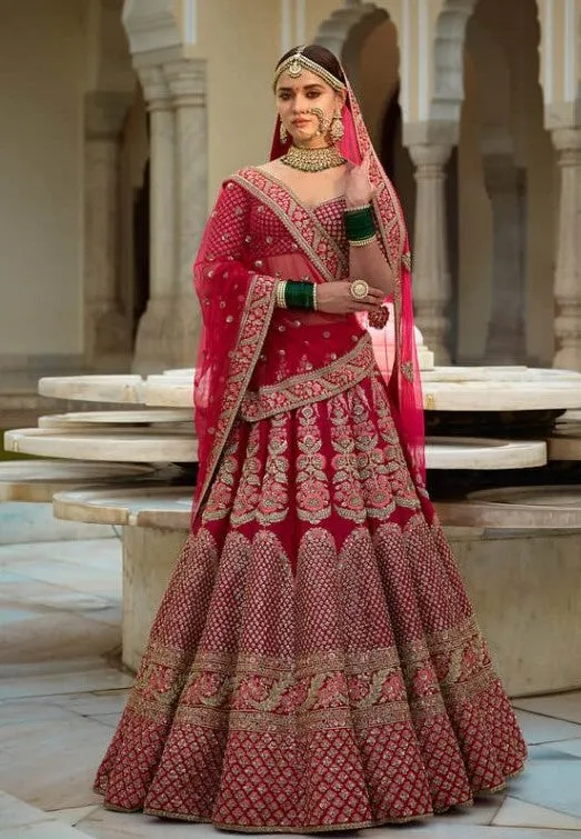 Sabyasachi Inspired Fuschia Pink Wedding Lehenga Choli